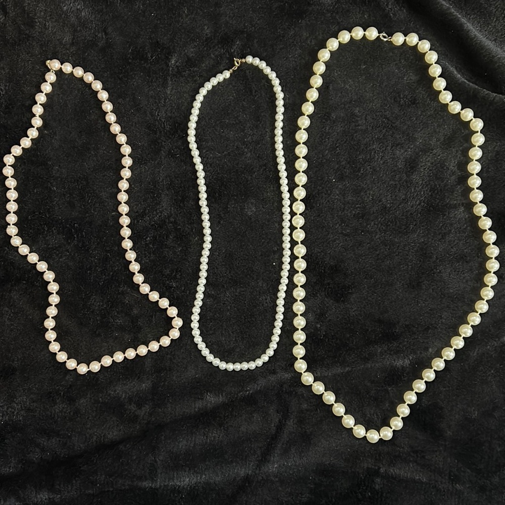Faux pearl necklaces